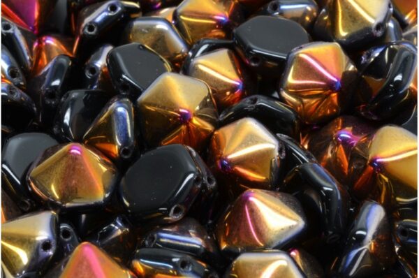 2 Holes Hexagon Pyramid Beads 12x12mm - Image 1