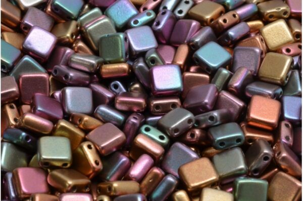 2 Holes Pressed Tile Beads 6x6mm - Image 1