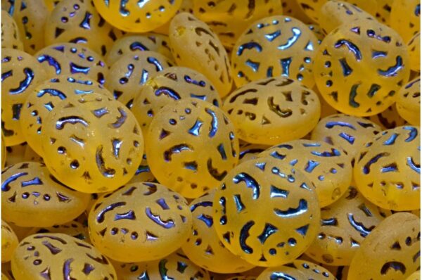 Lentil Beads with Ornaments 14mm - Image 1