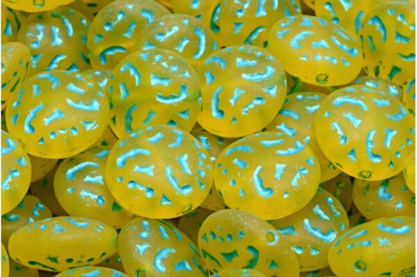 Lentil Beads with Ornaments 14mm - Image 1
