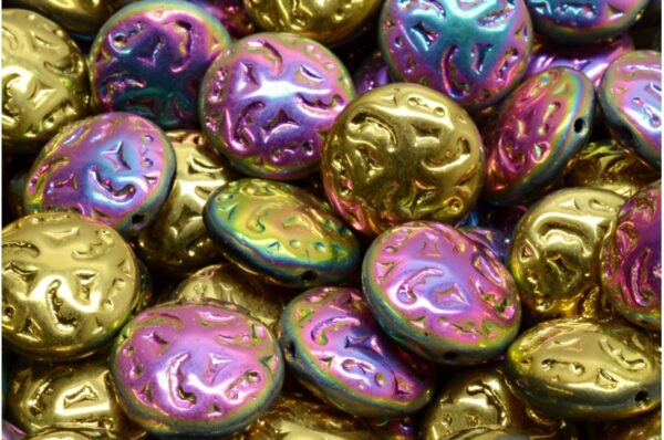 Lentil Beads with Ornaments 14mm - Image 1