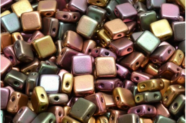 Flat Silky Beads - 2 Holes 6x6mm - Imagen 1