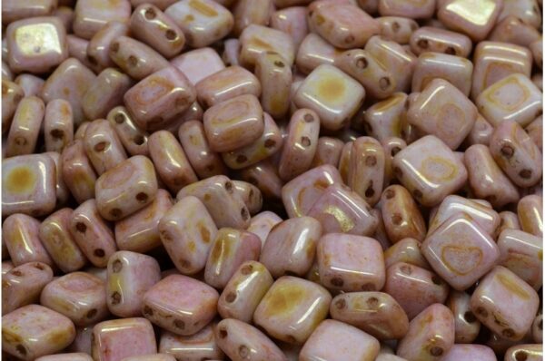 2 Holes Pressed Tile Beads 6x6mm - Image 1