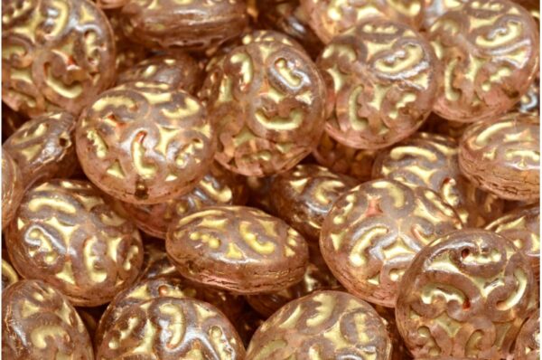 Lentil Beads with Ornaments 14mm - Image 1