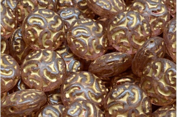 Lentil Beads with Ornaments 14mm - Image 1