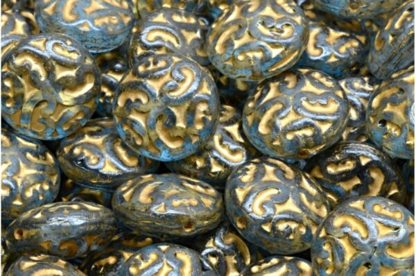 Lentil Beads with Ornaments 14mm - Imagen 1