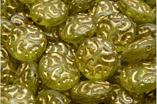 Lentil Beads with Ornaments 14mm - Image 1