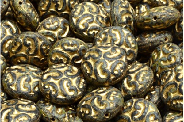 Lentil Beads with Ornaments 14mm - Image 1
