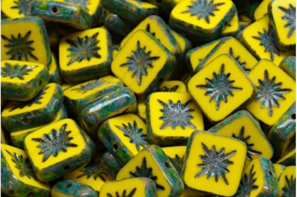 TCB Squared Kiwi Beads 10x10mm - Image 1