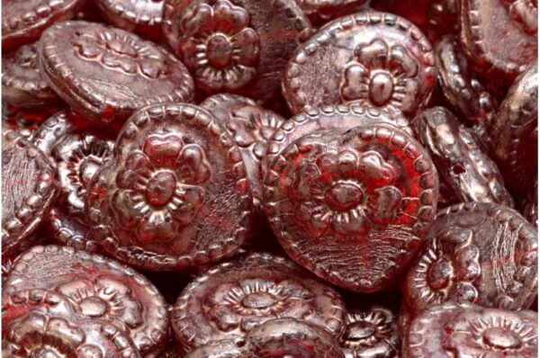 Heart Beads With Rose 17x17mm - Imagen 1