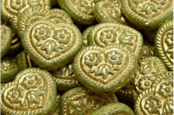 Heart Beads With Flowers 17x17mm - Imagen 1
