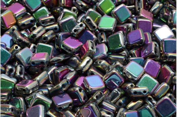 2 Holes Pressed Tile Beads 6x6mm - Image 1