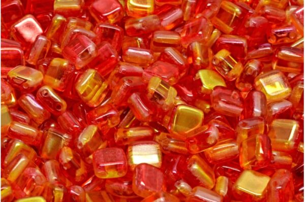 2 Holes Pressed Tile Beads 6x6mm - Image 1