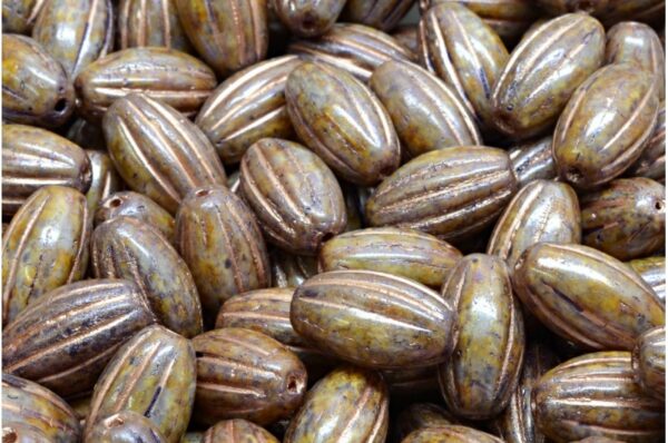 Olive Melon Beads 14x8mm - Image 1