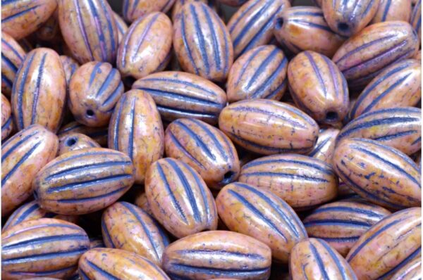 Olive Melon Beads 14x8mm - Image 1