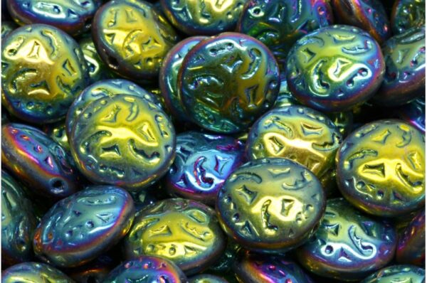 Lentil Beads with Ornaments 14mm - Image 1
