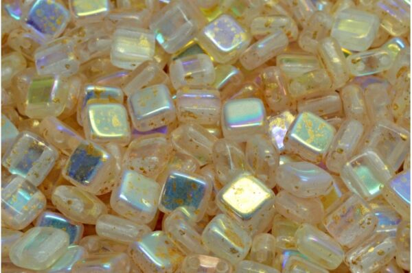 2 Holes Pressed Tile Beads 6x6mm - Imagen 1