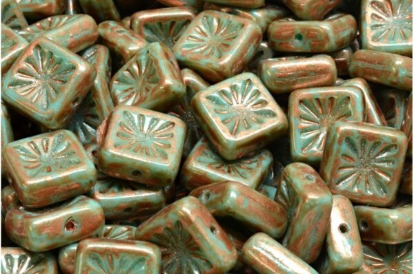 Squared Kiwi Beads 10x10mm - Image 1