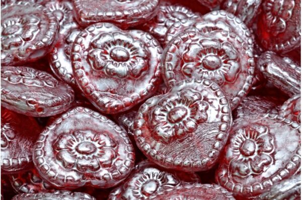 Heart Beads With Rose 17x17mm - Image 1