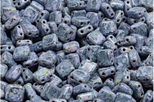 2 Holes Pressed Tile Beads 6x6mm - Imagen 1