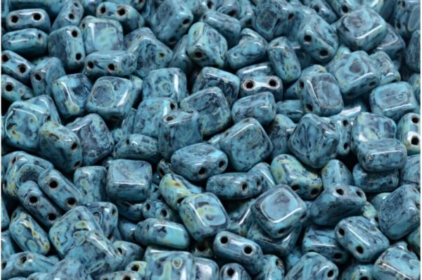 2 Holes Pressed Tile Beads 6x6mm - Image 1