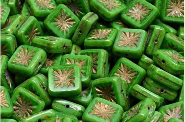 TCB Squared Kiwi Beads 10x10mm - Image 1