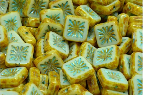 TCB Squared Kiwi Beads 10x10mm - Image 1