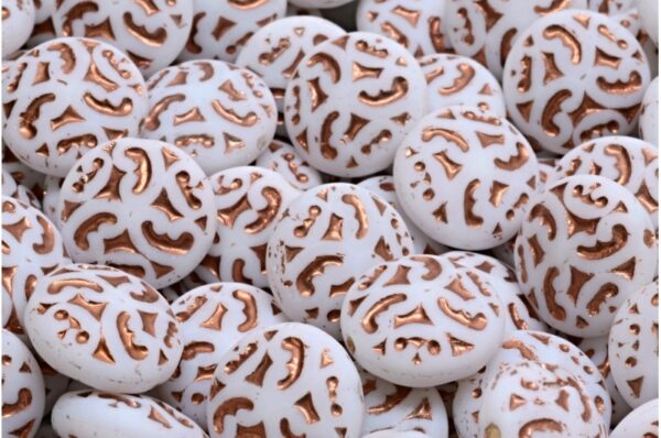 Lentil Beads with Ornaments 14mm - Image 1