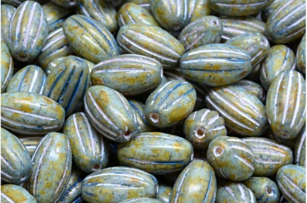 Olive Melon Beads 14x8mm - Image 1