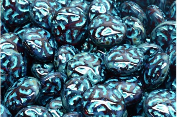 Lentil Beads with Ornaments 14mm - Image 1