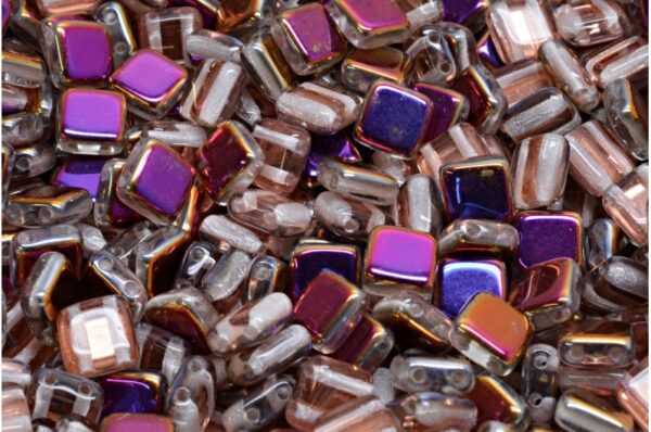 2 Holes Pressed Tile Beads 6x6mm - Image 1