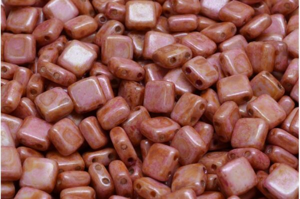 2 Holes Pressed Tile Beads 6x6mm - Image 1