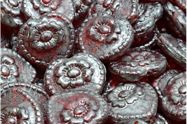 Heart Beads With Rose 17x17mm - Image 1
