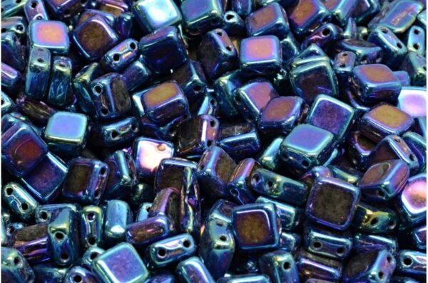 2 Holes Pressed Tile Beads 6x6mm - Image 1