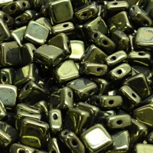 Flat Silky Beads - 2 Holes 6x6mm