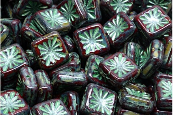 Squared Kiwi Beads 10x10mm - Image 1
