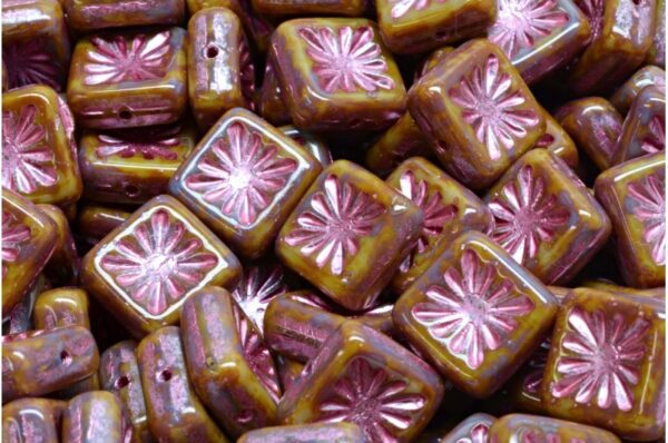 Squared Kiwi Beads 10x10mm - Image 1