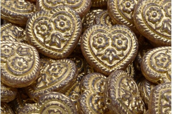 Heart Beads With Flowers 17x17mm - Imagen 1