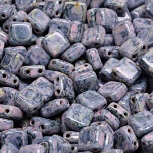 2 Holes Pressed Tile Beads 6x6mm