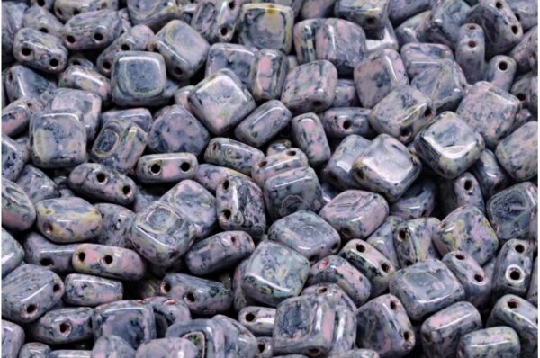 2 Holes Pressed Tile Beads 6x6mm - Image 1