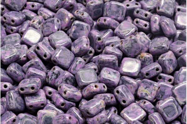 2 Holes Pressed Tile Beads 6x6mm - Image 1