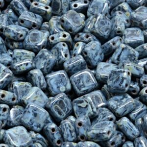 2 Holes Pressed Tile Beads 6x6mm