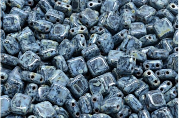 2 Holes Pressed Tile Beads 6x6mm - Image 1