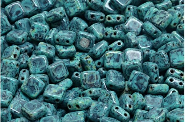 2 Holes Pressed Tile Beads 6x6mm - Image 1